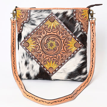 American Darling Cross Body Hand Tooled Hair on Genuine Leather Western Women Bag | Black Handbag Purse Crossbody for Cute
